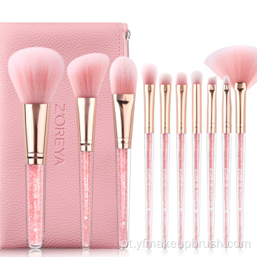 Ferramenta de maquiagem rosa 10 pcs compõem o conjunto de escova